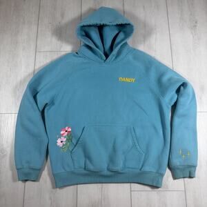 Dandy Worldwide Oversized Hoodie "Gift Giving" Bouquet Embroidery Blue Small